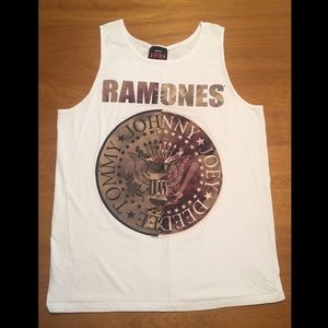 Ramones Seal Logo White Tank Muscle Shirt Size LG